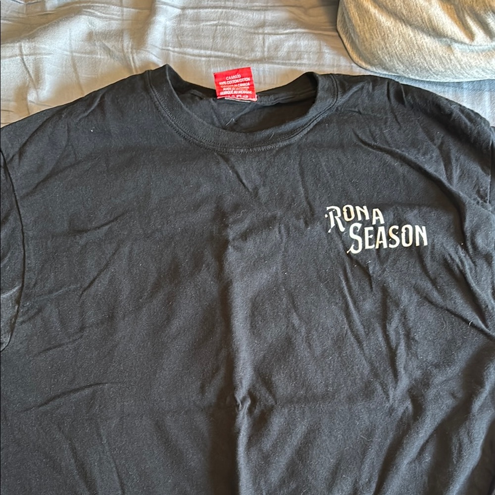 Black Short Sleeve Tee with Road Season Logo